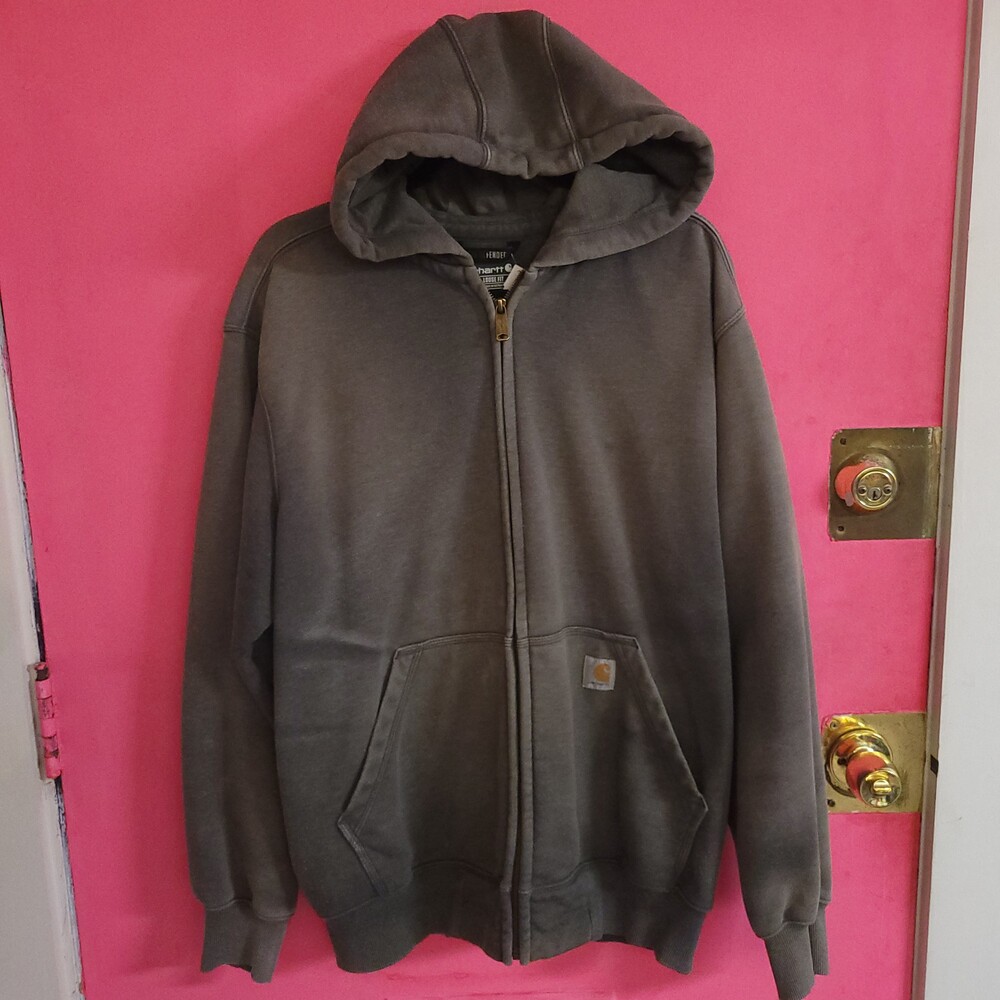 Carhartt XL Hooded Sweatshirt rain defender loose fit work wear grunge Full Zip - Picture 2 of 6